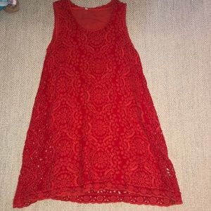 Johnny Was red eyelet shift dress